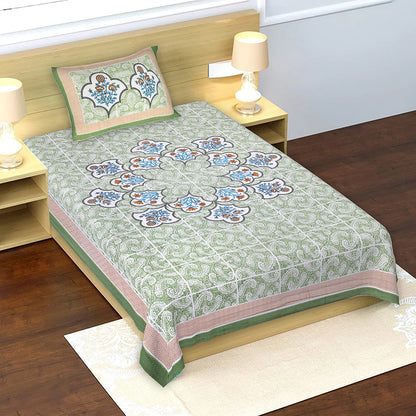 Butea Crape Pure Cotton export quality floral print machine wash single bedsheets with single pillow cover