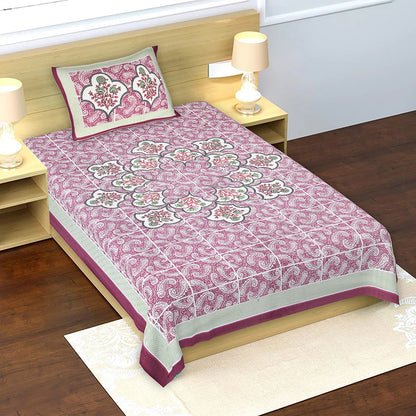 Butea Crape Pure Cotton export quality floral print machine wash single bedsheets with single pillow cover