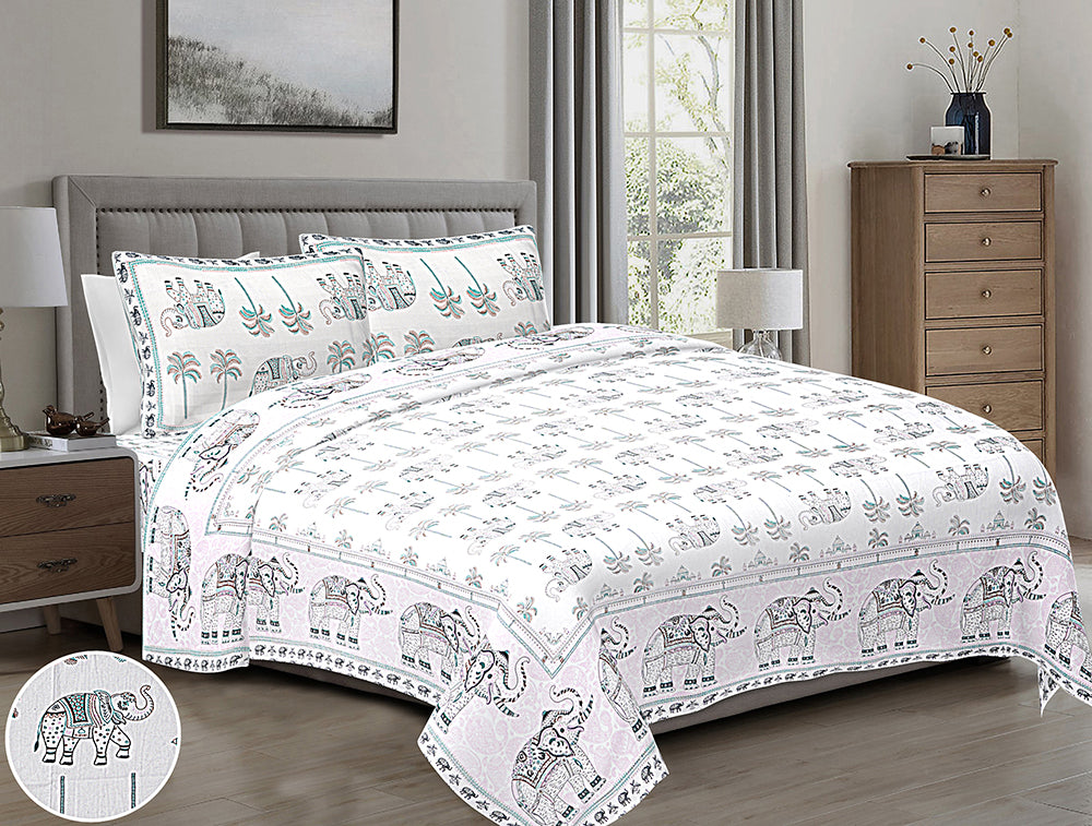 Butea Crape Pure Cotton King Size Bedsheet with 2 Pillow Cover for King Size Bed Sheet or Double Bed