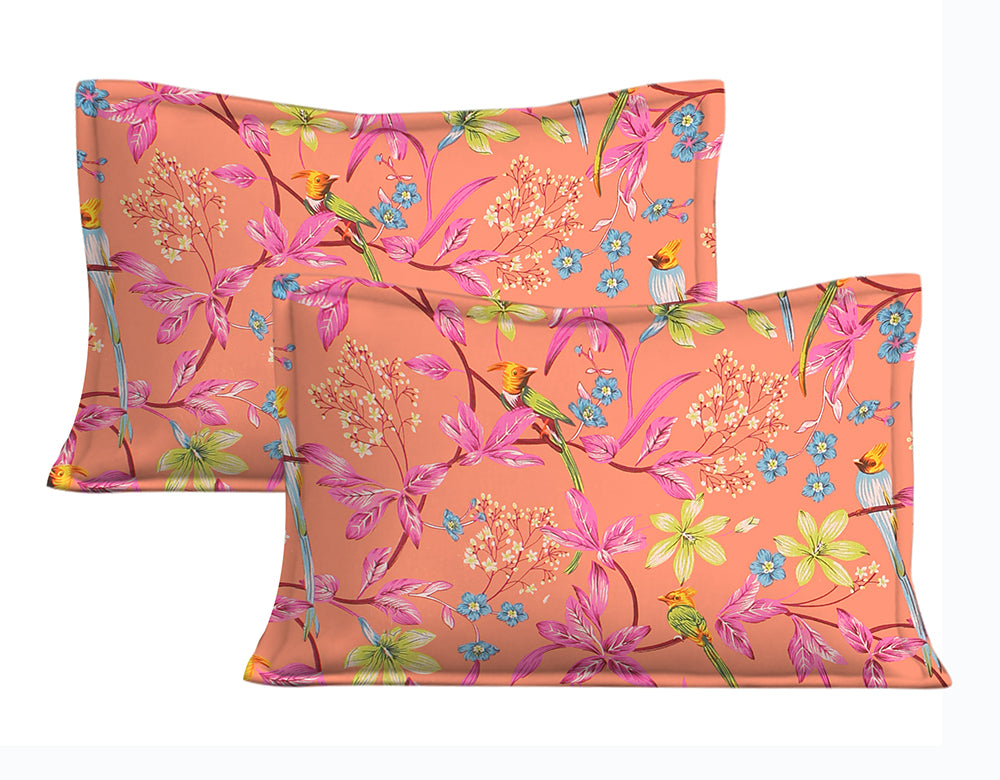 Butea Crape Pure Cotton floral print machine printed single bedsheets with single pillow cover