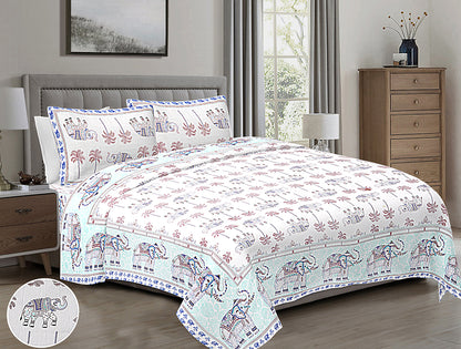 Butea Crape Pure Cotton King Size Bedsheet with 2 Pillow Cover for King Size Bed Sheet or Double Bed