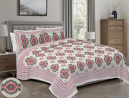 Butea Crape Pure Cotton 260 TC Super King Size Bedsheet with 2 Pillow Cover Traditional Pattern