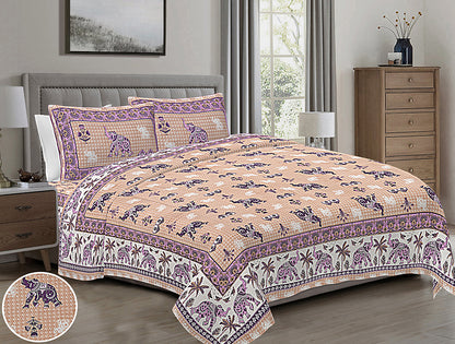 Butea Crape Pure Cotton 260 TC Super King Size Bedsheet with 2 Pillow Cover Ethnic Pattern